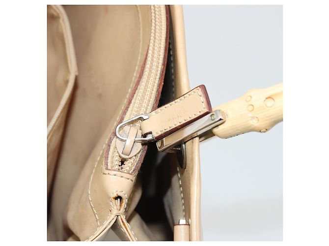 Bamboo Borsa a mano in pelle beige con bambù GUCCI Argento 002 1016 Auth 175328 - vista 22