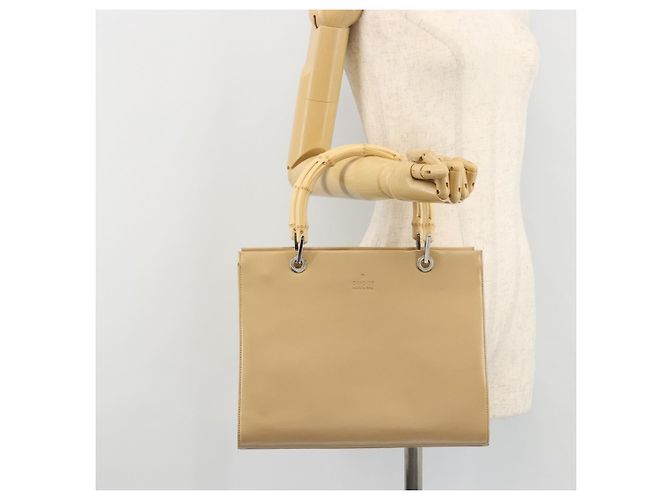 Bamboo Borsa a mano in pelle beige con bambù GUCCI Argento 002 1016 Auth 175328 - vista 26