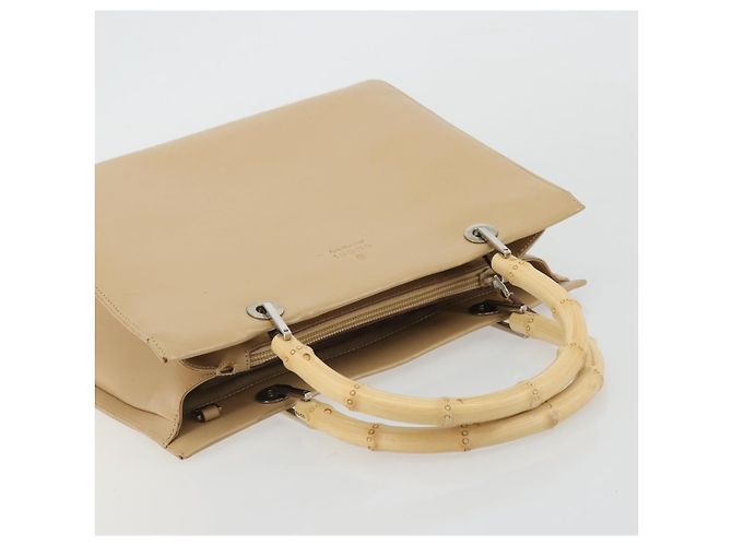 Bamboo Borsa a mano in pelle beige con bambù GUCCI Argento 002 1016 Auth 175328 - vista 6