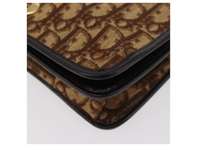Borsa a spalla in tela Trotter Christian Dior marrone oro Auth 176488 D'oro - vista 11