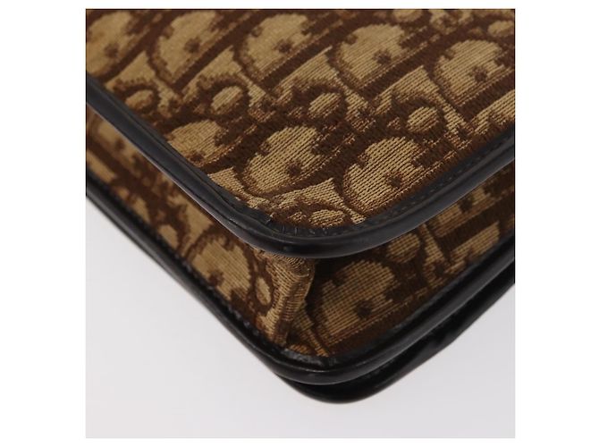 Borsa a spalla in tela Trotter Christian Dior marrone oro Auth 176488 D'oro - vista 13