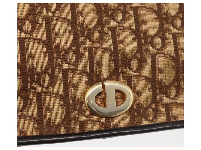 Borsa a spalla in tela Trotter Christian Dior marrone oro Auth 176488 D'oro - vista 14