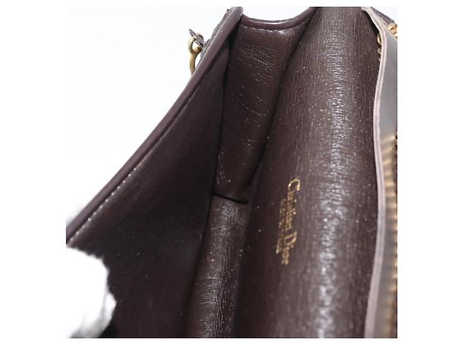 Borsa a spalla in tela Trotter Christian Dior marrone oro Auth 176488 D'oro - vista 18