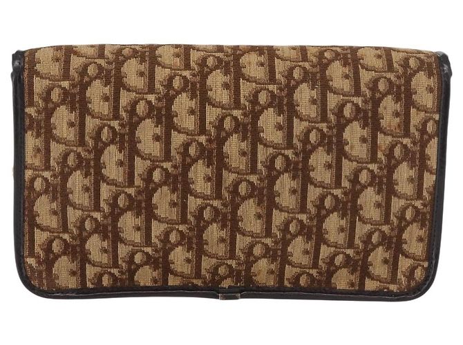 Borsa a spalla in tela Trotter Christian Dior marrone oro Auth 176488 D'oro - vista 3