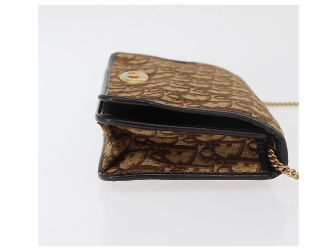 Borsa a spalla in tela Trotter Christian Dior marrone oro Auth 176488 D'oro - vista 4