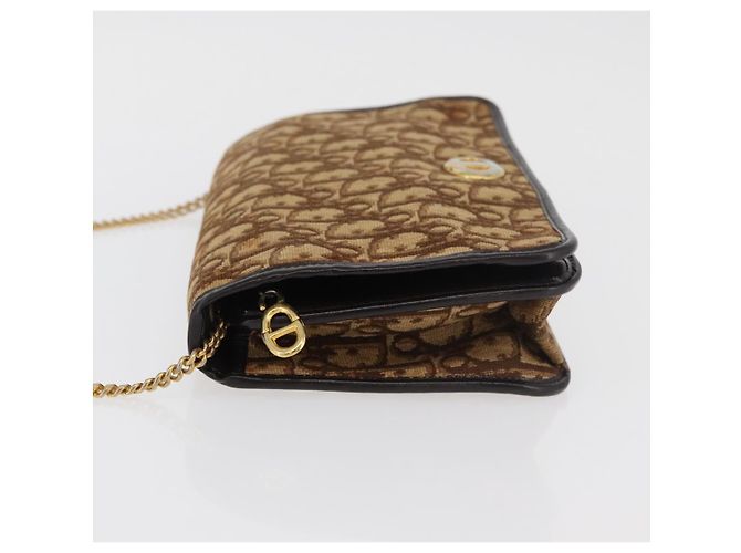 Borsa a spalla in tela Trotter Christian Dior marrone oro Auth 176488 D'oro - vista 5