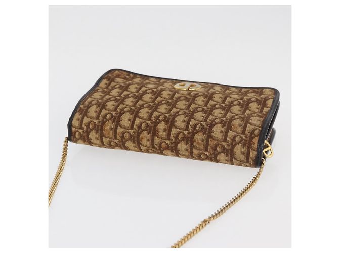 Borsa a spalla in tela Trotter Christian Dior marrone oro Auth 176488 D'oro - vista 6