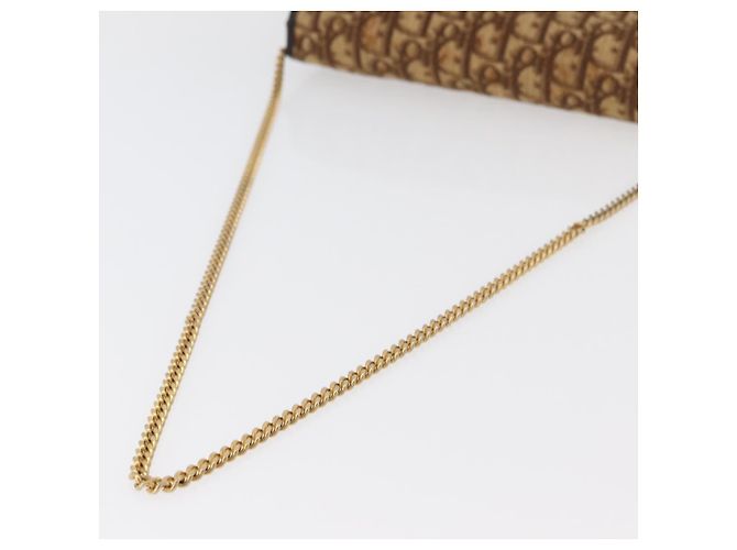 Borsa a spalla in tela Trotter Christian Dior marrone oro Auth 176488 D'oro - vista 7