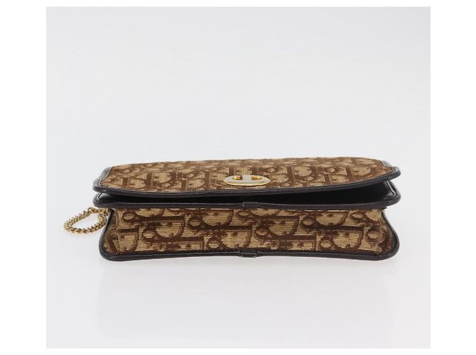 Borsa a spalla in tela Trotter Christian Dior marrone oro Auth 176488 D'oro - vista 9