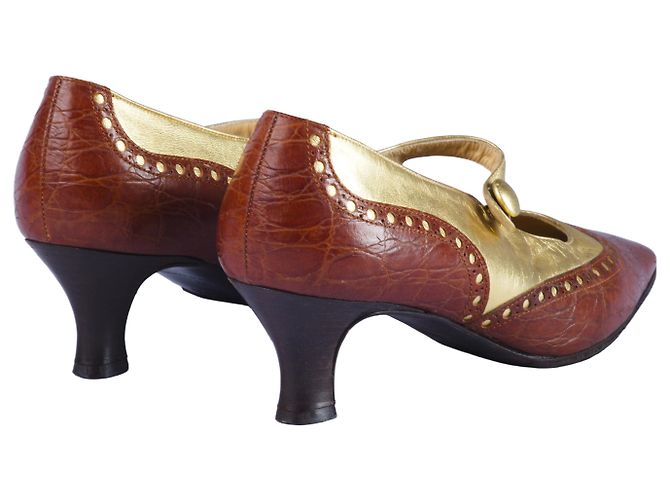 Prada Braune Krokodil-Prägung Leder Mary Jane Pumps - Ansicht 3