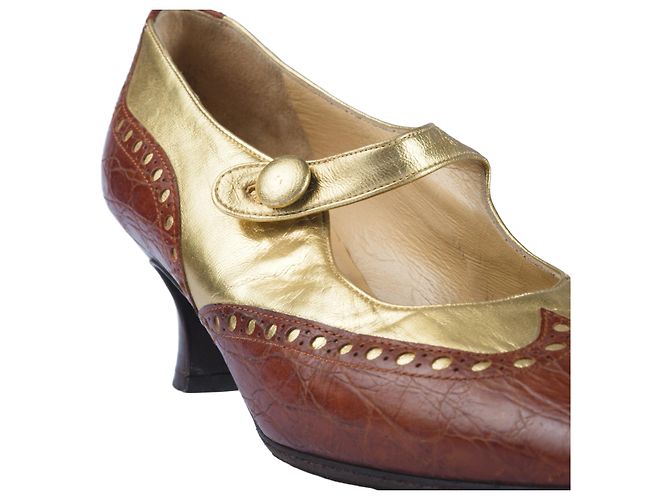 Prada Braune Krokodil-Prägung Leder Mary Jane Pumps - Ansicht 4
