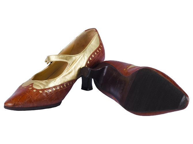 Prada Braune Krokodil-Prägung Leder Mary Jane Pumps - Ansicht 6