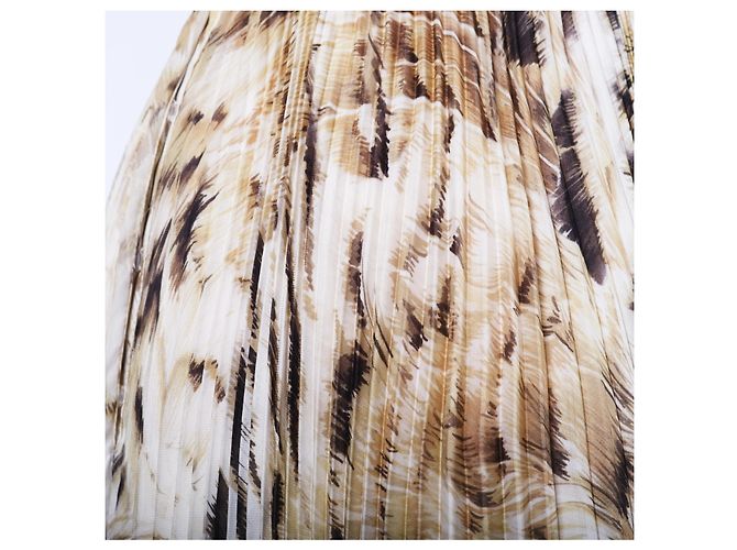 Vestido Maxi de Seda Impresa Roberto Cavalli Beige - vista 5