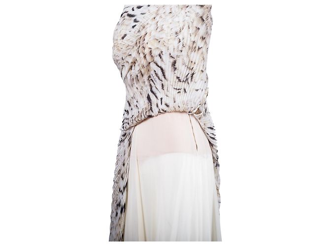 Vestido Maxi de Seda Impresa Roberto Cavalli Beige - vista 6