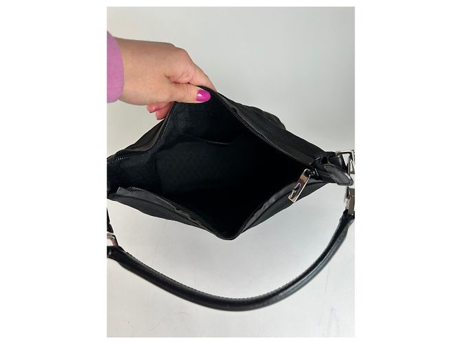 Vintage Gucci Canvas-Leder Hobo-Tasche Schwarz - Ansicht 7