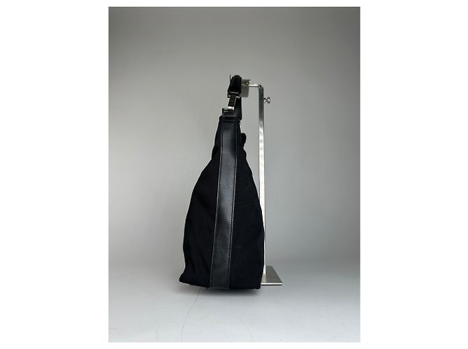 Vintage Gucci Canvas-Leder Hobo-Tasche Schwarz - Ansicht 8
