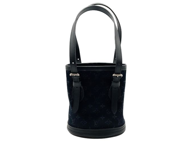 Bucket Borsa a secchiello mini logo in tela monogram nera Louis Vuitton Nero - vista 3