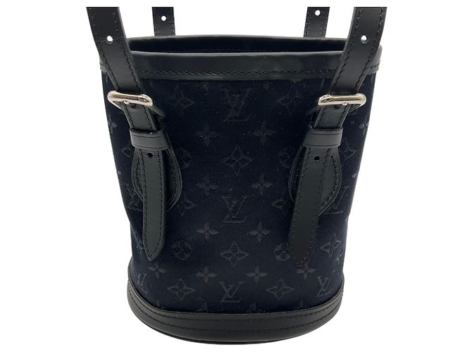 Bucket Borsa a secchiello mini logo in tela monogram nera Louis Vuitton Nero - vista 4