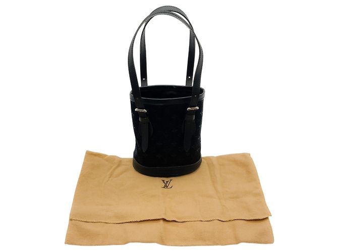 Bucket Borsa a secchiello mini logo in tela monogram nera Louis Vuitton Nero - vista 9