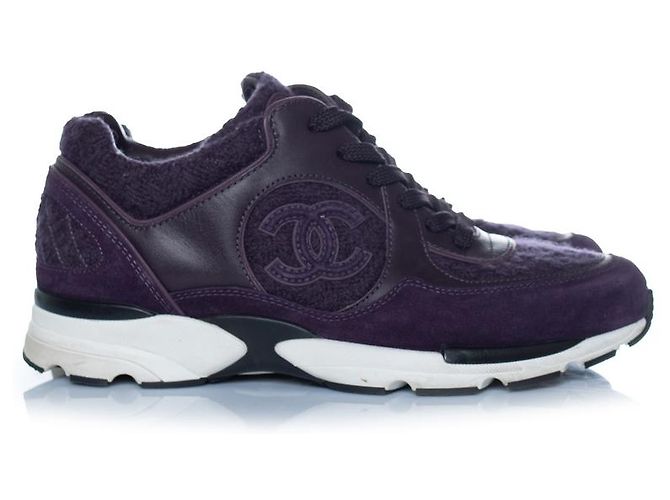 Baskets Chanel, logo CC entrelacé violet - vue 4