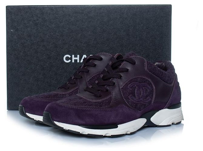 Baskets Chanel, logo CC entrelacé violet - vue 7