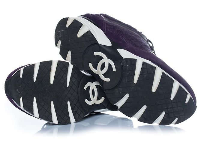 Baskets Chanel, logo CC entrelacé violet - vue 8