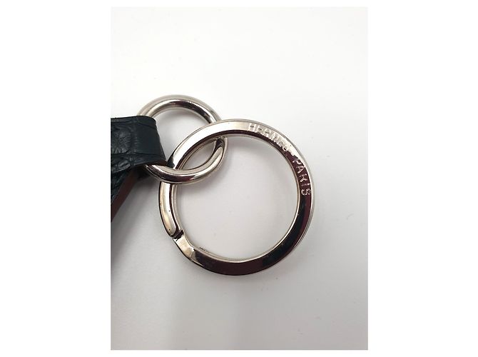 Hermès Petit H Alligator Schlüsselanhänger, dunkelgrün Schwarz - Ansicht 4