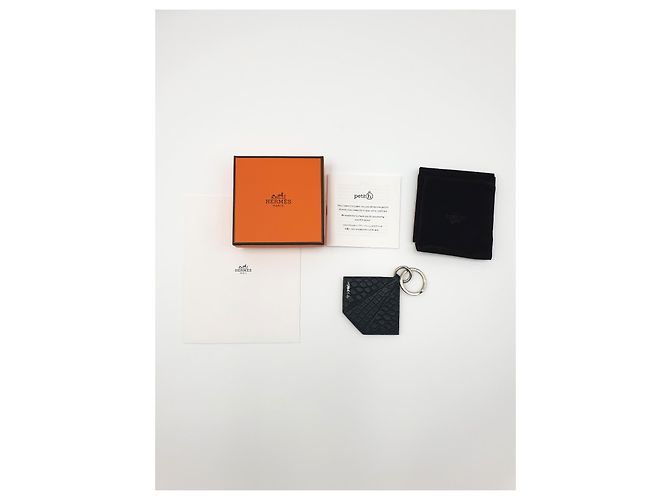 Hermès Petit H Alligator Schlüsselanhänger, dunkelgrün Schwarz - Ansicht 5