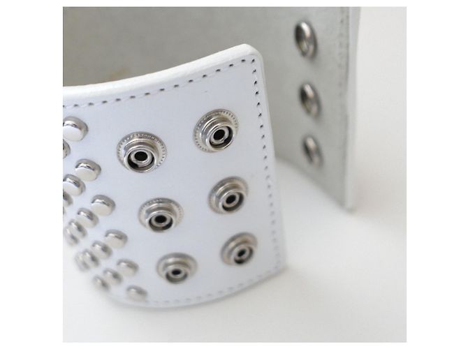 Bracciale in pelle bianca con borchie Junya Watanabe unisex Bianco - vista 4