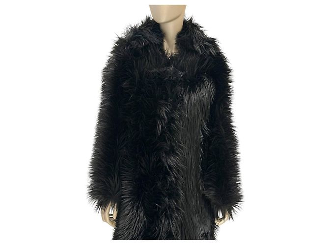 Prada 2011 Schwarzer Kunstpelzmantel Größe 40 gebraucht - Ansicht 2