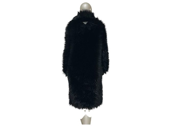 Prada 2011 Schwarzer Kunstpelzmantel Größe 40 gebraucht - Ansicht 3