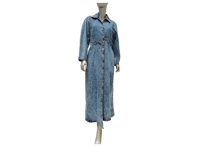 Abrigo trench asimétrico de denim azul deslavado Alaïa Talla 42 Usado - vista 2