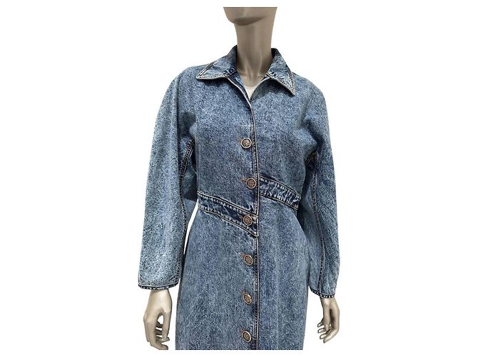 Abrigo trench asimétrico de denim azul deslavado Alaïa Talla 42 Usado - vista 4