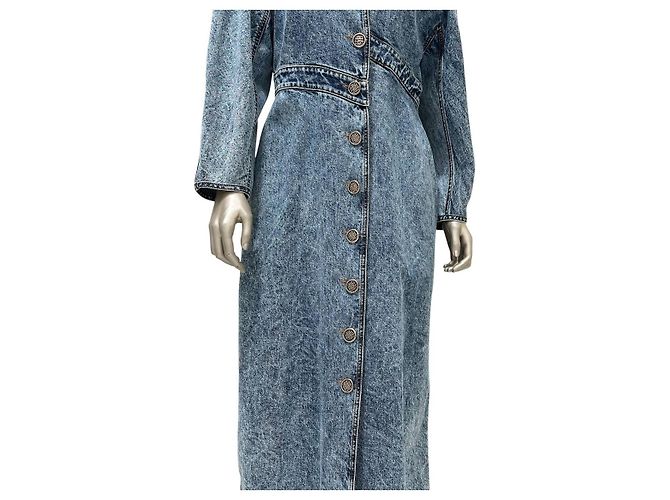 Abrigo trench asimétrico de denim azul deslavado Alaïa Talla 42 Usado - vista 8