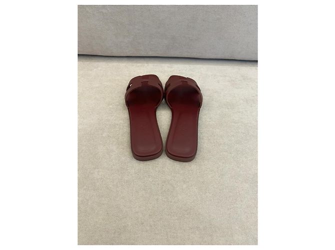 Sandali Hermès Oran in pelle di vitello Rouge H Rosso - vista 2