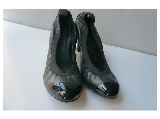 CHANEL Leder-Pumps mit Elastischem Rand Sehr Gut Erhalten 37 IT Schwarz - Ansicht 2