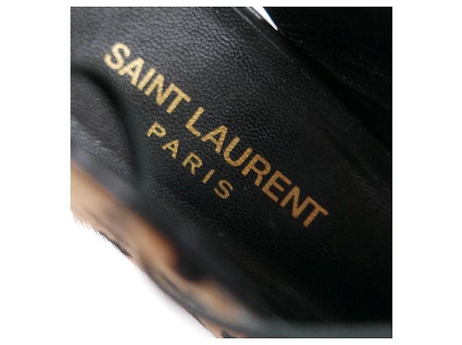 Sandali stringati in pelle di vitello con stampa leopardata Saint Laurent Babies Marrone - vista 6