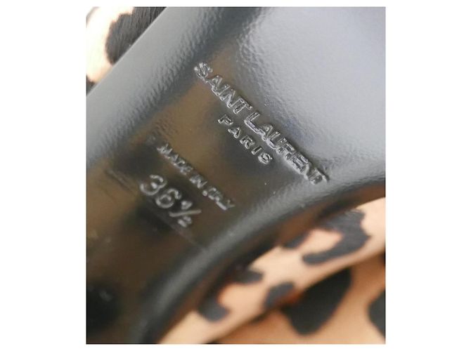 Sandali stringati in pelle di vitello con stampa leopardata Saint Laurent Babies Marrone - vista 8