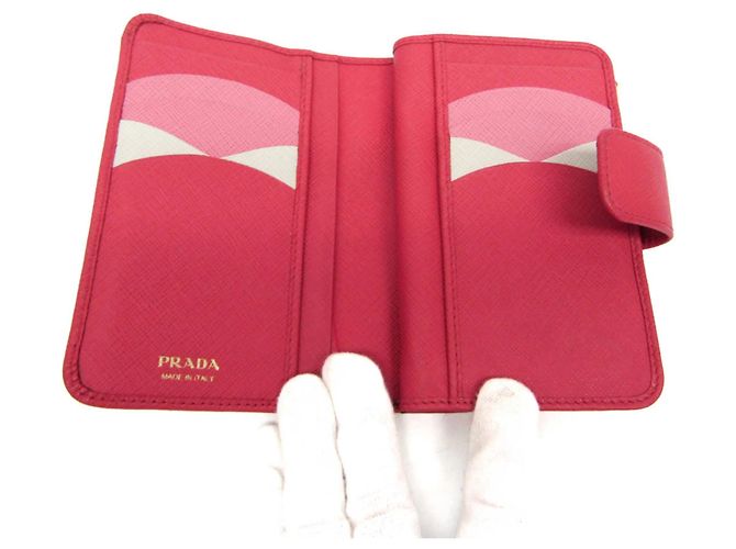 Prada Tab Bifold Geldbörse aus Saffiano-Leder Lang Pink - Ansicht 3