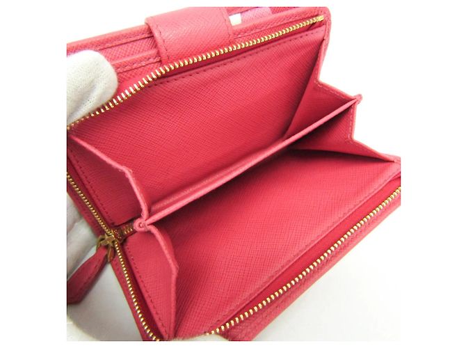 Prada Tab Bifold Geldbörse aus Saffiano-Leder Lang Pink - Ansicht 4