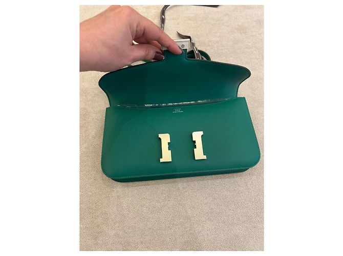 Borsa Hermès Constance Élan in pelle Epsom Vert Vertigo Palladio Verde - vista 12