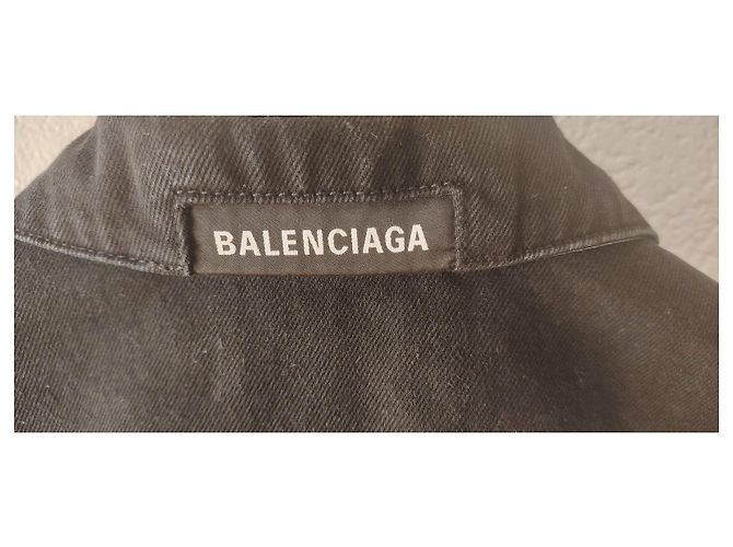 BALENCIAGA UPSIDE DOWN OVERSIZE DENIM GIACCA. Nero Grigio antracite - vista 3