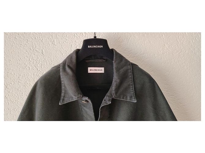 BALENCIAGA UPSIDE DOWN OVERSIZE DENIM GIACCA. Nero Grigio antracite - vista 7
