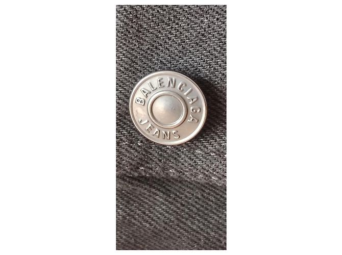 BALENCIAGA UPSIDE DOWN OVERSIZE DENIM GIACCA. Nero Grigio antracite - vista 8