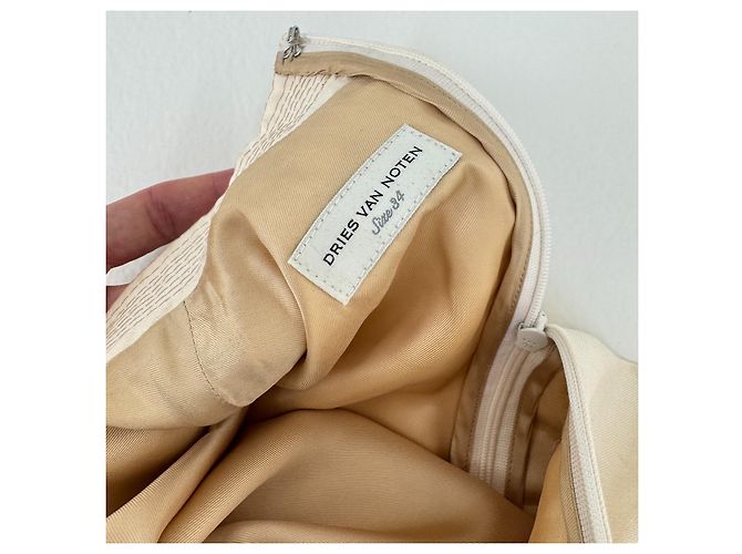 Abito midi senza maniche Dries Van Noten nero e crema Beige D'oro - vista 8