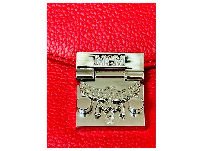 Clutch in pelle rossa con logo MCM Rosso - vista 15