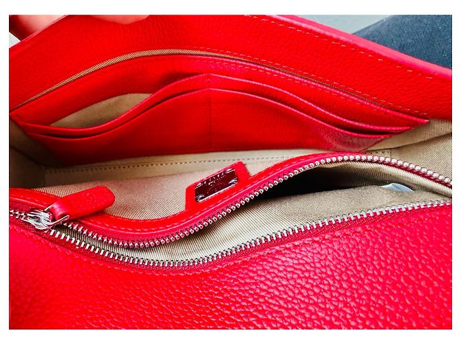 Clutch in pelle rossa con logo MCM Rosso - vista 4