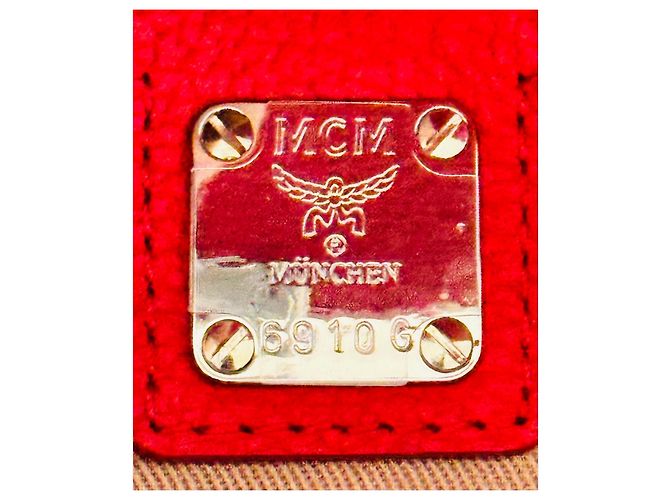 Clutch in pelle rossa con logo MCM Rosso - vista 5