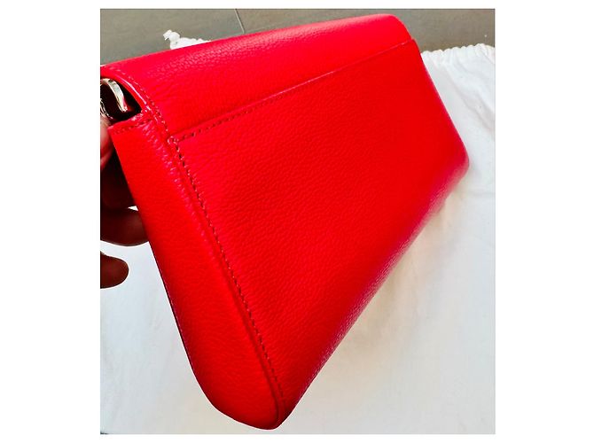 Clutch in pelle rossa con logo MCM Rosso - vista 6