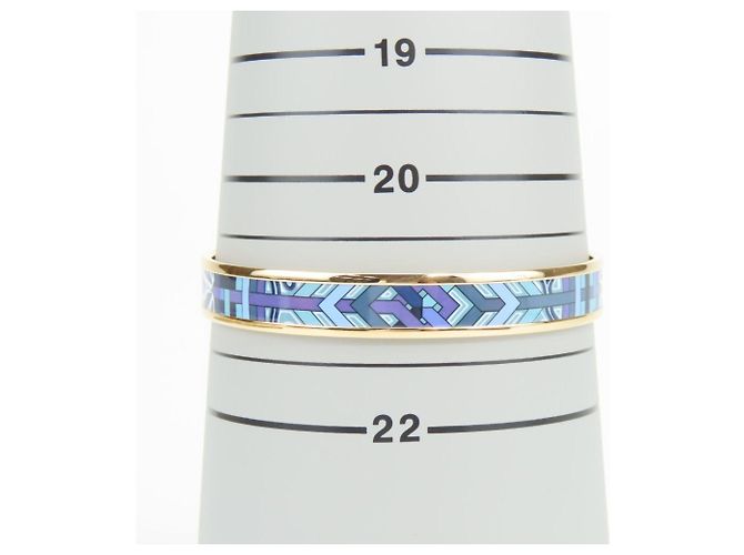 Pulsera de esmalte cloisonné Hermès Azul Dorado Púrpura - vista 10